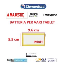 BATTERIA PER TABLET CLEMENTONI CLEMPAD MY FIRST MEDIACOM ARCHOS 2200 MaH MIS.: 9.6*5.5
