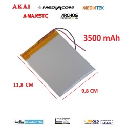 BATTERIA PER TABLET MEDIACOM ARCHOS CLEMENTONI CLEMPAD ALCATEL 3500 Mah MIS.:11.8*9.8