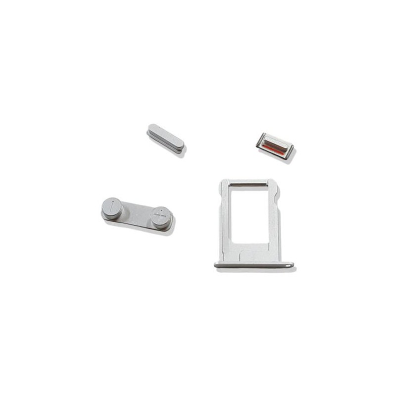 Carrello SIM  iPhone 5S con Set Pulsanti Volume Power Silver Bianco