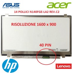 DISPLAY LCD 14 POLLICI 30 PIN 1600*900 NOTEBOOK ACER COMPAQ ASUS LENOVO HP