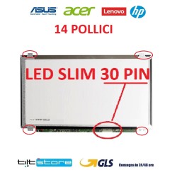 DISPLAY LCD 14 POLLICI 30 PIN LED 1366*768 NOTEBOOK ACER COMPAQ ASUS LENOVO HP LTN156AT37-L01