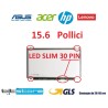 DISPLAY LCD 15.6 POLLICI 30 PIN SLIM HD 1366x768 HP ACER COMPAQ ASUS LENOVO SCHERMO PC LTN156AT37-L01