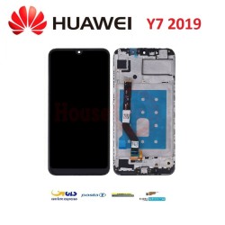 DISPLAY LCD HUAWEI Y7 2019 DUB-LX1 COPLETO DI FRAME TOUCH VETRO SCHERMO NERO