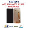 DISPLAY LCD SAMSUNG A20 a202 A20e NO FRAME ORIGINALE SERVICE PACK SCHERMO VETRO NERO