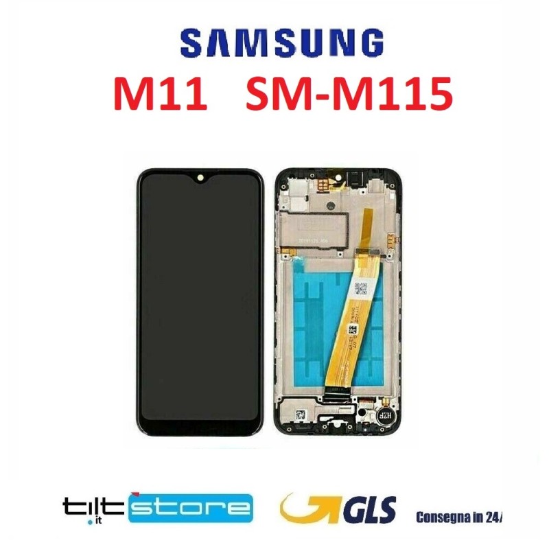 DISPLAY LCD SAMSUNG M11 SM M115 CON FRAME ORIGINALE SERVICE PACK NERO