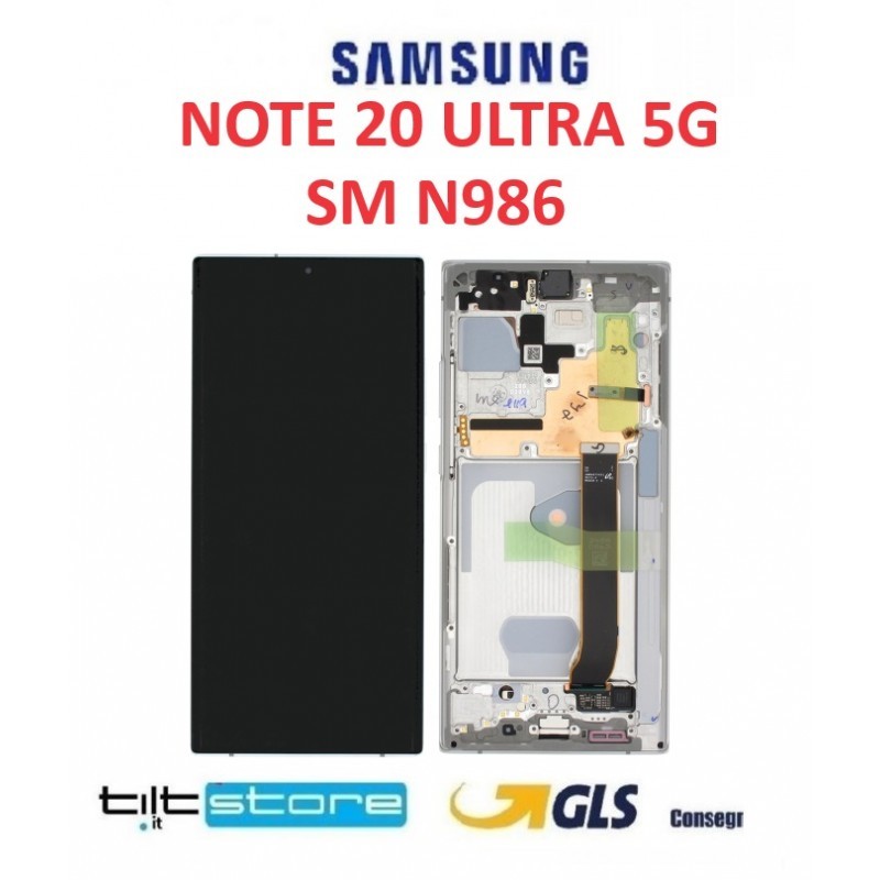 DISPLAY LCD SAMSUNG NOTE 20 ULTRA 5G SM N986 N985 ORIGINALE SERVICE PACK SCHERMO VETRO SILVER BIANCO