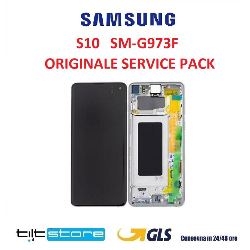 DISPLAY LCD SAMSUNG S10 BIANCO SM G973F G973 GALAXY SERVICE PACK SCHERMO ORIGINALE PRISM BIANCO SILVER