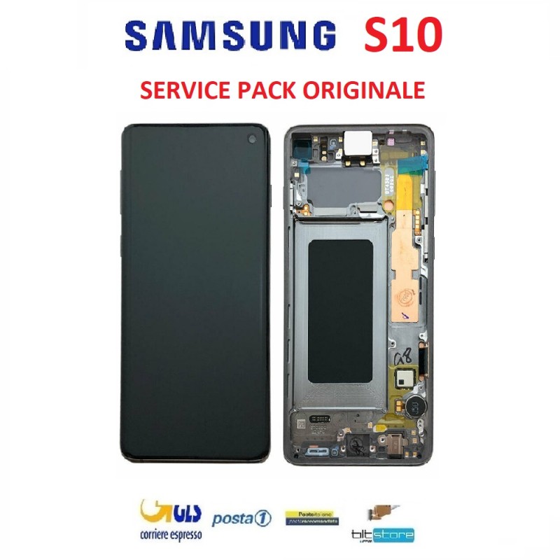 DISPLAY LCD SAMSUNG S10 NERO SM G973 GALAXY SERVICE PACK SCHERMO ORIGINALE VETRO PRISM BLACK