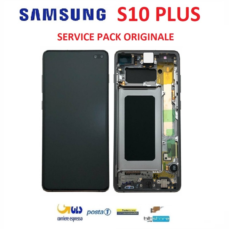 DISPLAY LCD SAMSUNG S10 PLUS NERO SM G975F ORIGINALE SERVICE PACK G975 SCHERMO