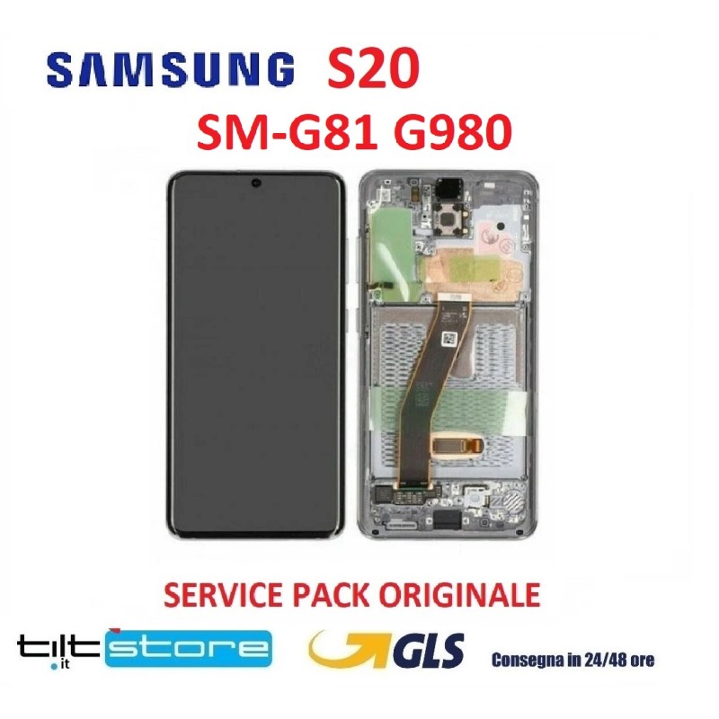 DISPLAY LCD SAMSUNG S20 SM G981 G980 GRAY GALAXY SERVICE PACK SCHERMO ORIGINALE VETRO S20 NERO