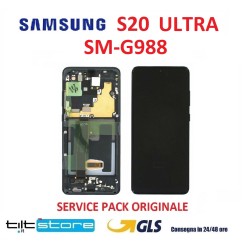 DISPLAY LCD SAMSUNG S20 ULTRA 5G SM G988 NERO ORIGINALE SERVICE PACK SCHERMO VETRO GRAY