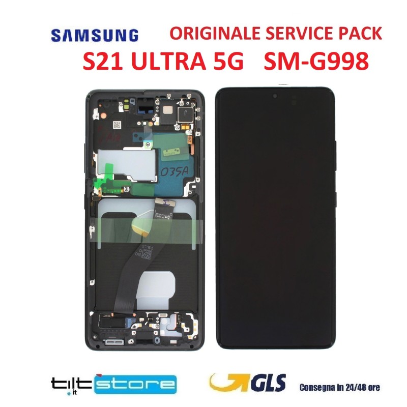 DISPLAY LCD SAMSUNG S21 ULTRA 5G NERO SM G998 GALAXY SERVICE PACK SCHERMO ORIGINALE
