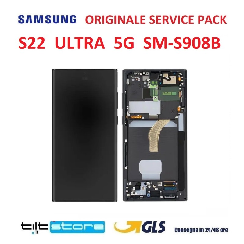 DISPLAY LCD SAMSUNG S22 ULTRA SM S908B GALAXY SERVICE PACK SCHERMO ORIGINALE NERO