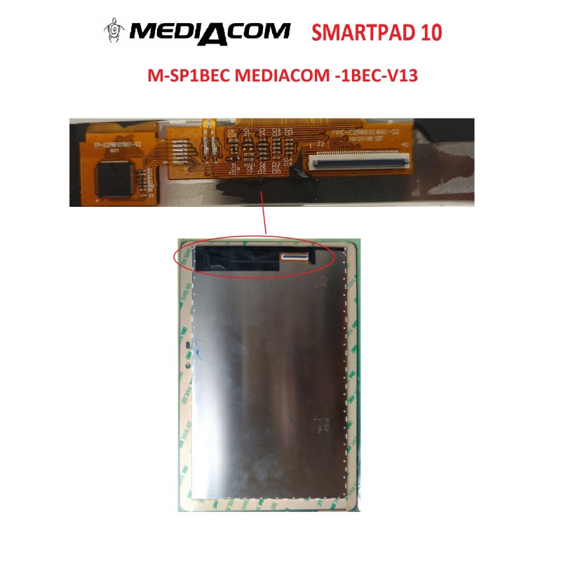 DISPLAY LCD TOUCH SCREEN MEDIACOM SMARTPAD M-SP1BEC MEDIACOM -1BEC-V13 FPC-CZNB101861-02