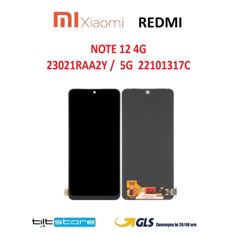 DISPLAY LCD XIAOMI REDMI NOTE 12 4G 23021RAA2Y / 5G 22101317C TOUCH SCREEN SCHERMO NERO