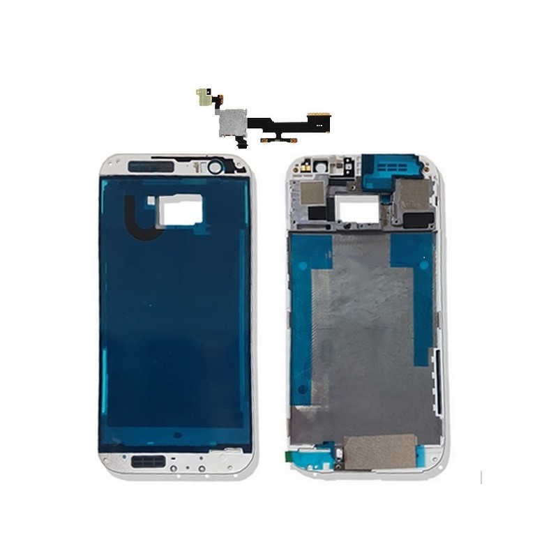 Frame LCD HTC ONE M8 Bianco Completo di Adesivo e flat lettore Memoria SD+Tasti Volume