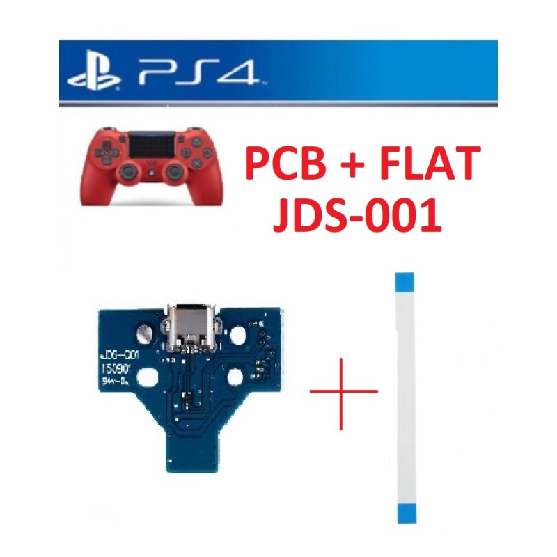 KIT FLAT+ CONNETTORE RICARICA JOYPAD PS4 JDS-001 PCB 14 PIN MICRO USB