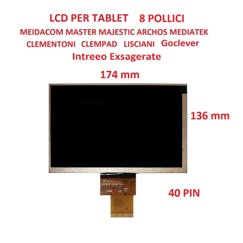 LCD per MEDIACOM S2 M-MP875s2 FPC_ADP_TEST HJ080IA-01F