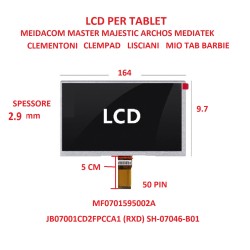 LCD per Tablet 7 Pollici MF0701595002A HD MEDIACOM M-MP720 M-MP721 flat JB07001CD2FPCCA1 (RXD) SH-07046-B01