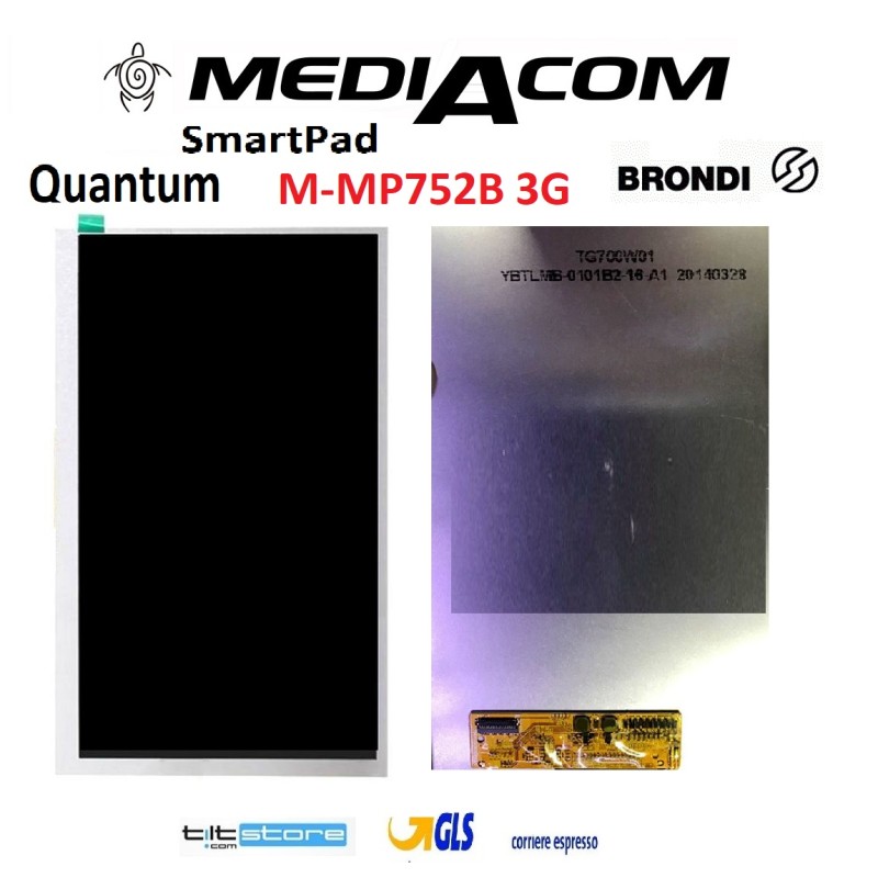 LCD per Tablet Mediacom M-MP752B 3G TG700W01 Misure 16.3*9.6 31PIN