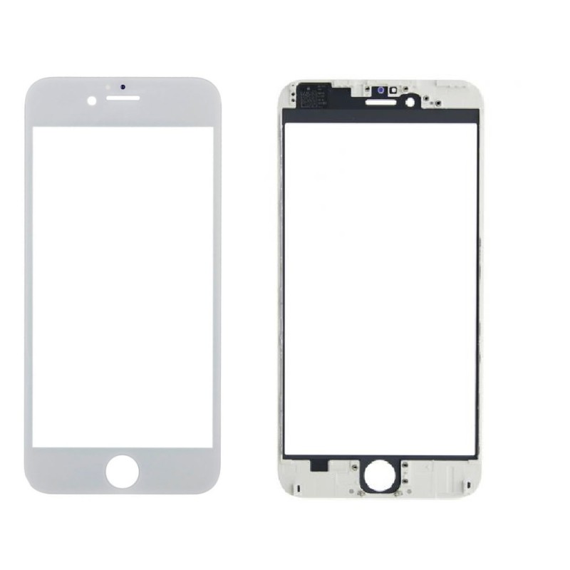 Vetro per iPhone 6 Plus con Cornice e Adesivo Oca Bianco