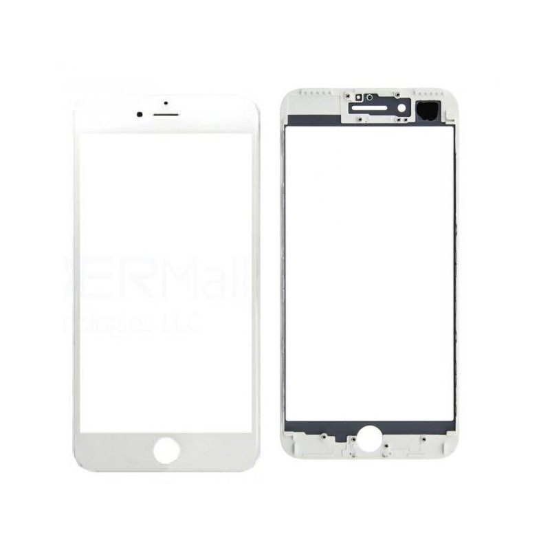 Vetro per iPhone 7 Plus con Cornice e Adesivo Oca Bianco