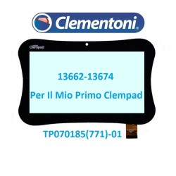 VETRO TOUCH SCREEN CLEMENTONI CLEMPAD PLUS 13662 13674 TP070185 771 -01 7 Pollici Nero