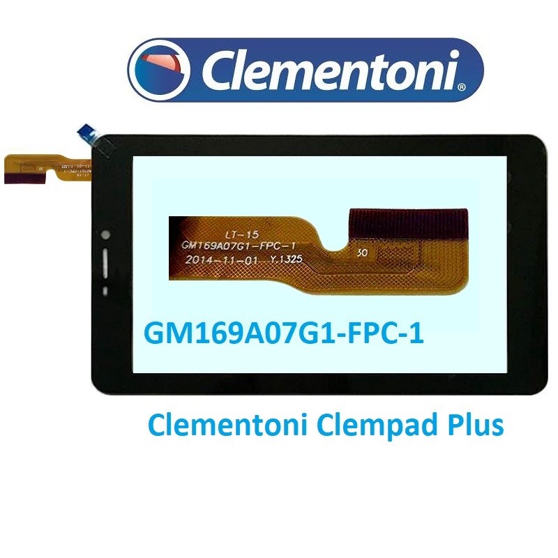 VETRO TOUCH SCREEN CLEMENTONI CLEMPAD PLUS GM169A07G1-FPC-1 7 POLLICI NERO