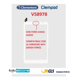 VETRO TOUCH SCREEN CLEMENTONI CLEMPAD REVOLUTION V58978 16628 3G SCHERMO BIANCO CON BIADESIVO