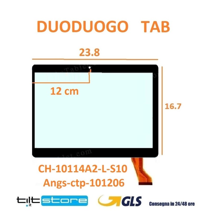 VETRO TOUCH SCREEN DUODUOGO TABLET FLAT Angs-ctp-101206 SCHERMO NERO