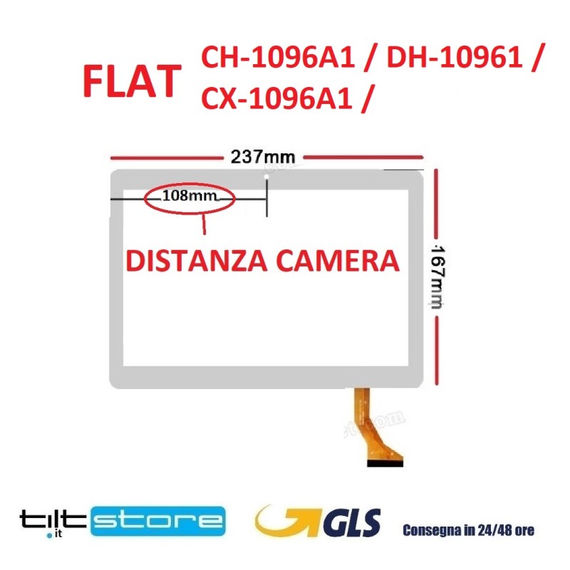 VETRO TOUCH SCREEN FLAT CH-1096A1 / DH-10961 / CX-1096A1 / ZY-1002A SCHERMO BIANCO