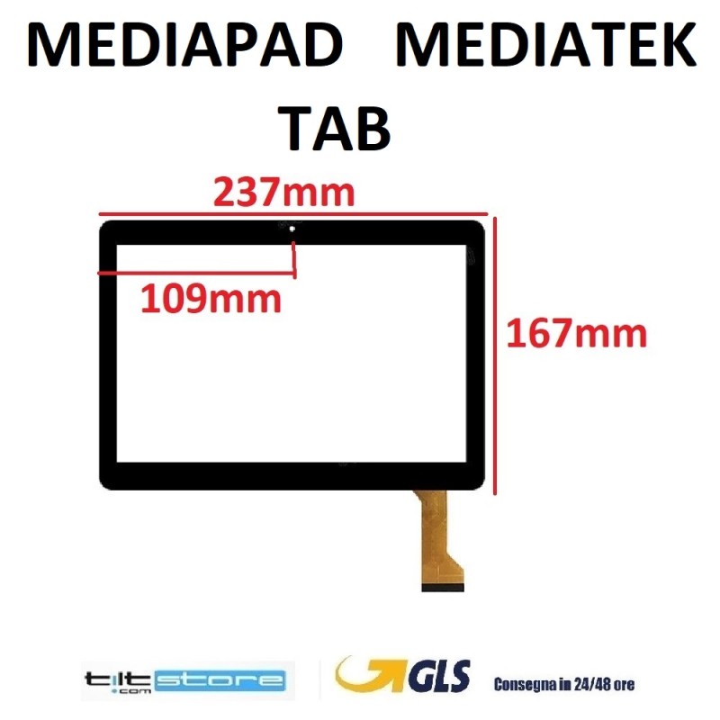 VETRO TOUCH SCREEN FLAT DH-1096A1 SCHERMO NERO