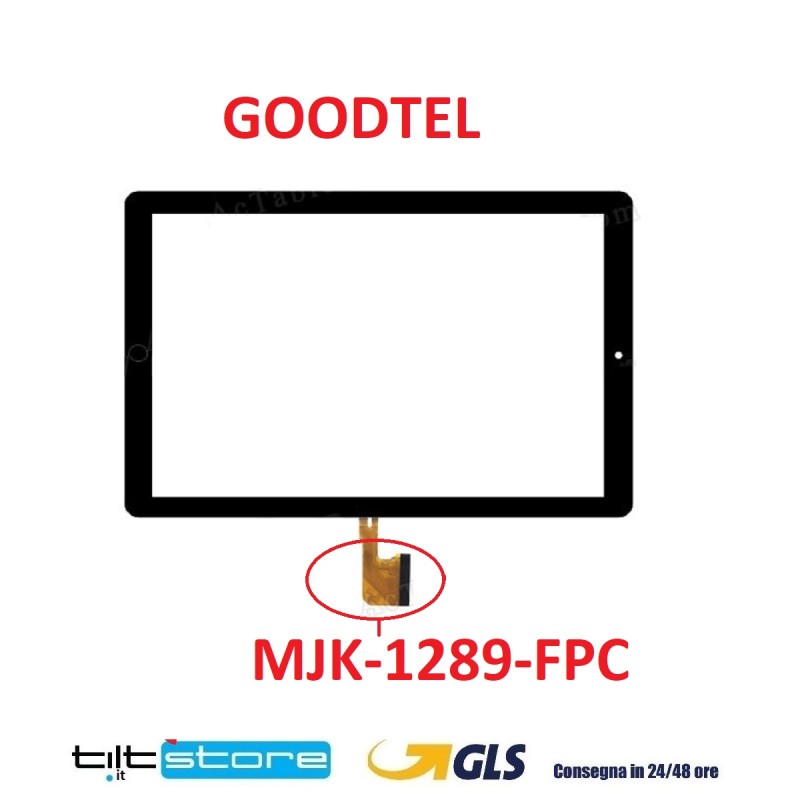 VETRO TOUCH SCREEN FLAT MJK-1289-FPC TABLET SCHERMO NERO COMPLETO DI BIADESIVO