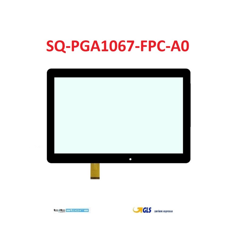 VETRO TOUCH SCREEN FLAT SQ-PGA1067-FPC-A0 VETRO SCHERMO NERO