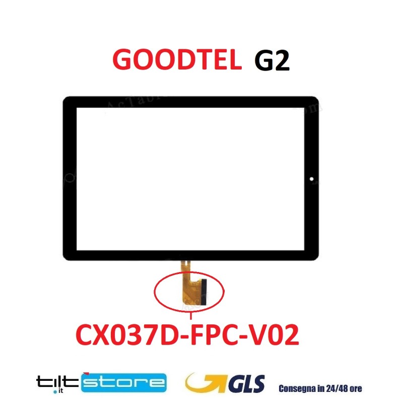 VETRO TOUCH SCREEN GOODTEL G2 FLAT CX037D-FPC-V02 CON BIADESIVO TABLET SCHERMO NERO