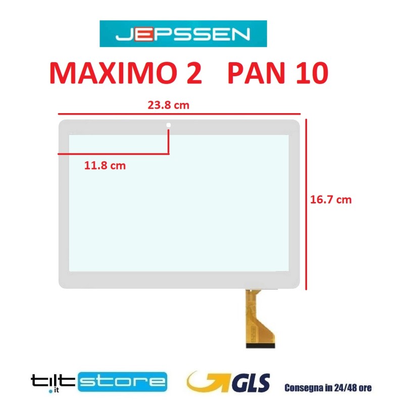 VETRO TOUCH SCREEN JEPSSEN MAXIMO 2 PAN 10 TABLET FLAT CH-10114A2 SCHERMO BIANCO