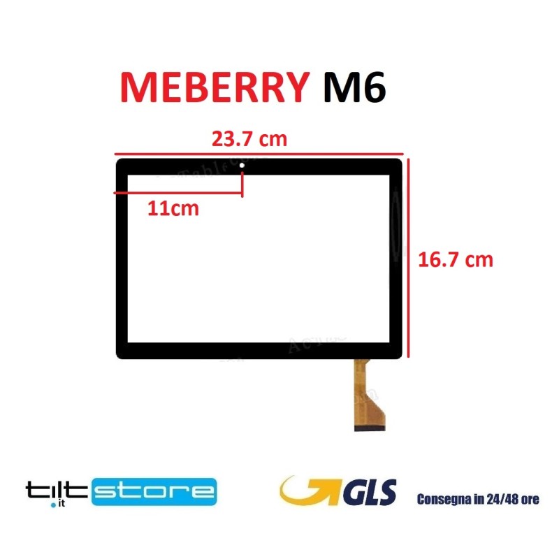 VETRO TOUCH SCREEN MEBERRY M6 FLAT MJK-1102 SCHERMO NERO