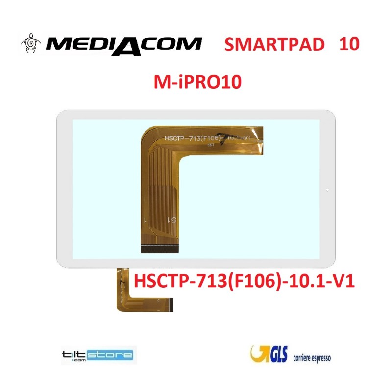 VETRO TOUCH SCREEN MEDIACOM 10 iPRO 3g M-iPRO10 HSCTP-713(F106)-10.1-V1 BIANCO