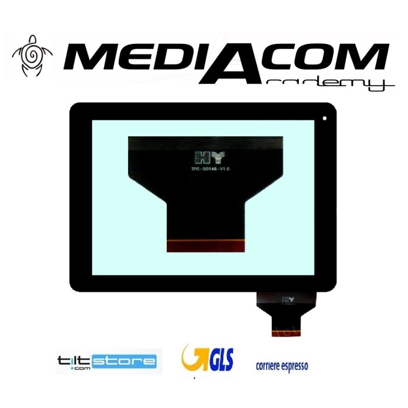 VETRO TOUCH SCREEN Mediacom 907 TPC-50146-V1.0 idem DPT 300-L3312A-A00-V1.0 Nero