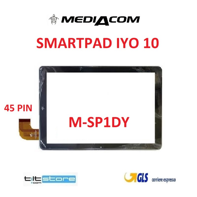 VETRO TOUCH SCREEN MEDIACOM SMARTPAD IYO 10 M-SP1DY SCHERMO NERO ORIGINALE