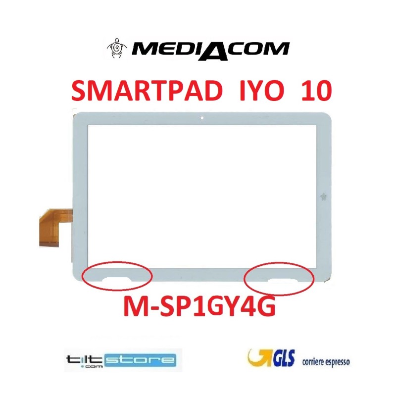 VETRO TOUCH SCREEN MEDIACOM SMARTPAD IYO 10 M-SP1GY4G M-SP1EY4G ORIGINALE BIANCO