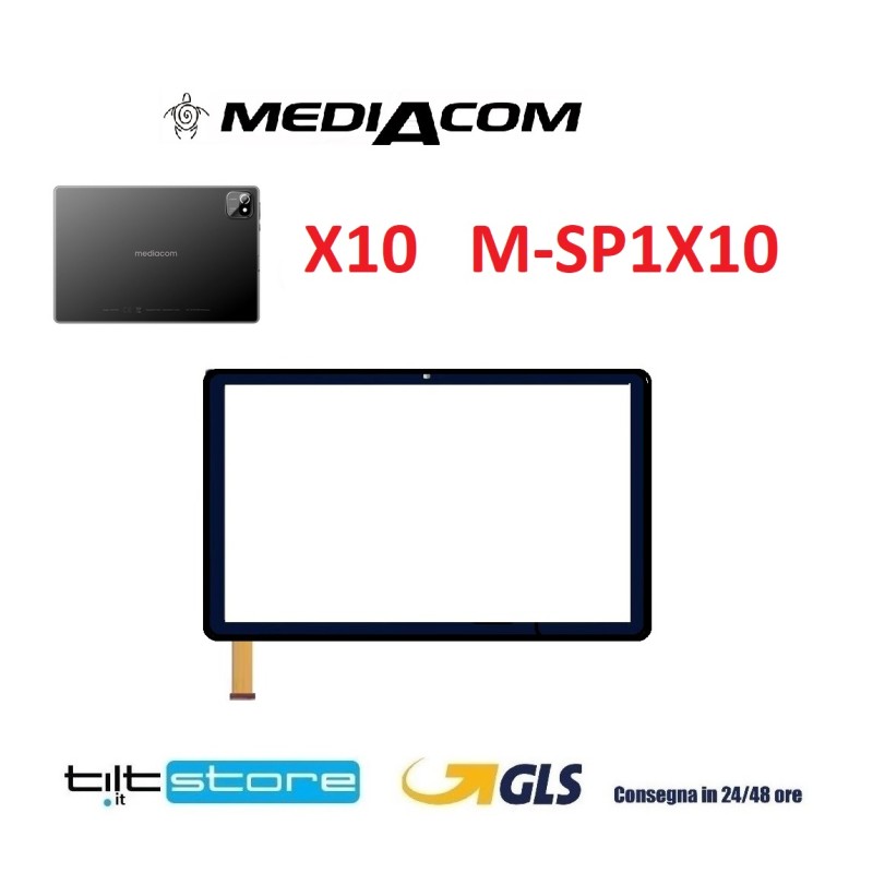VETRO TOUCH SCREEN MEDIACOM SMARTPAD X10 4G M-SP1X10 SP1X10A ORIGINALE NERO