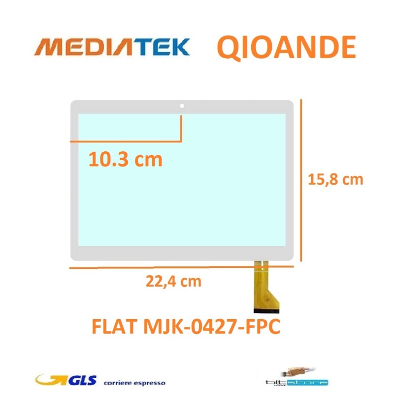 VETRO TOUCH SCREEN MEDIATEK FLAT MJK-0427-FPC SCHERMO BIANCO