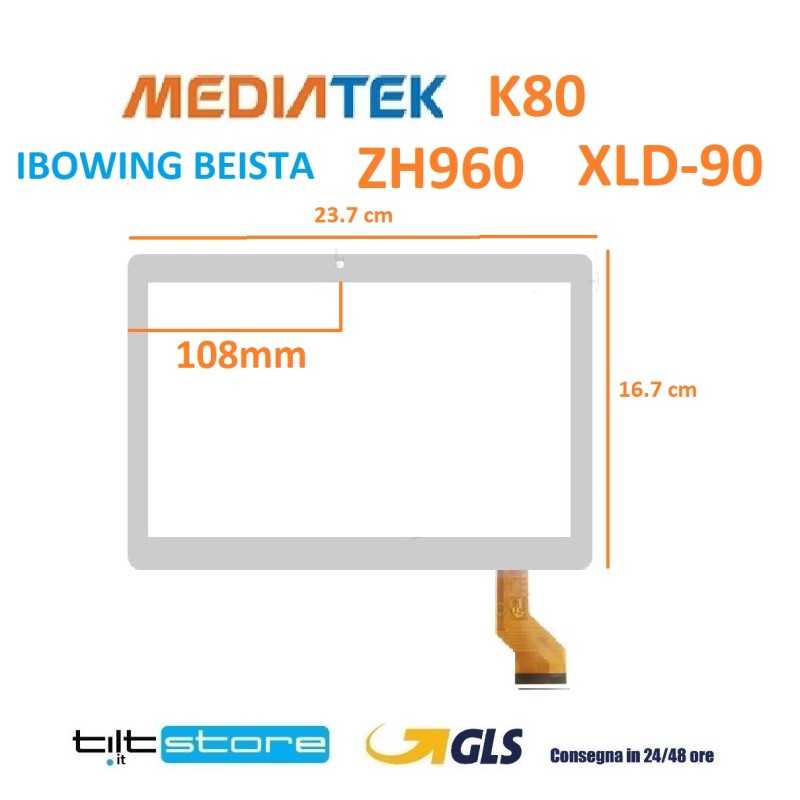 VETRO TOUCH SCREEN MEDIATEK K80 SCHERMO BIANCO