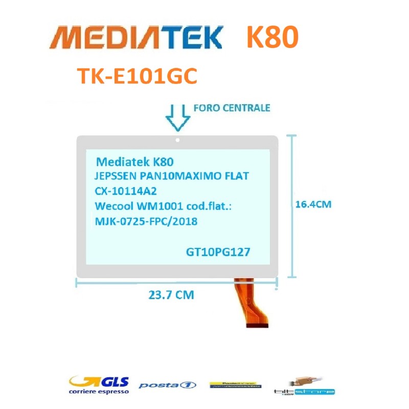VETRO TOUCH SCREEN MEDIATEK K80 TK-E101GC EPSSEN PAN10MAXIMO WECOOL WM1001 GT10PG127  DP101310-F3