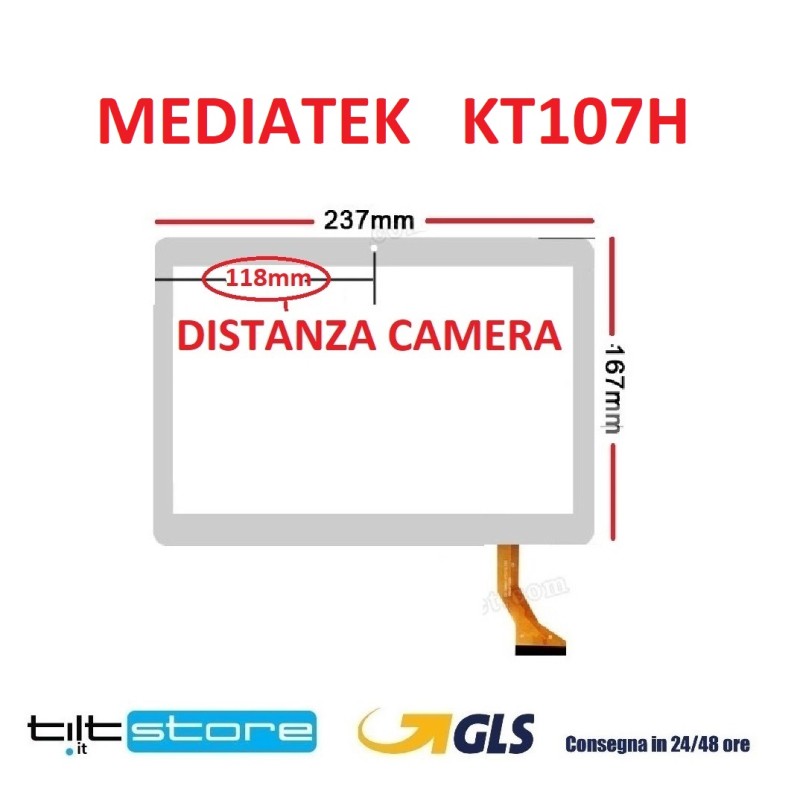 VETRO TOUCH SCREEN MEDIATEK KT107H FLAT CH-1096A1-FPC276-V02 SCHERMO BIANCO