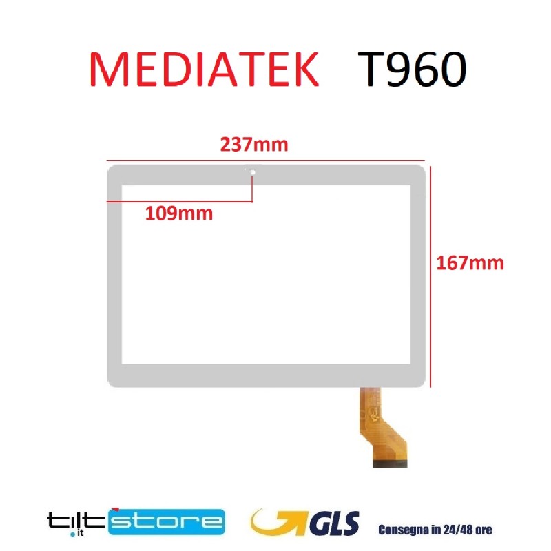 VETRO TOUCH SCREEN MEDIATEK T960 FLAT GT10PG127 SCHERMO BIANCO