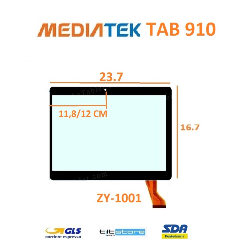 VETRO TOUCH SCREEN MEDIATEK TAB 910 FLAT ZY-1001 FORO CAMERA CENTRALE