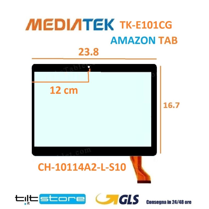 VETRO TOUCH SCREEN MEDIATEK TK-E101GC FLAT CH-10114A2 SCHERMO NERO