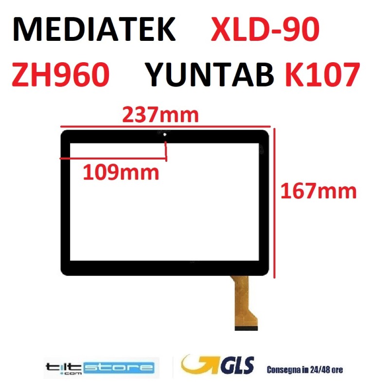 VETRO TOUCH SCREEN MEDIATEK XLD-90 MEDIATEK ZH960 YUNTAB K107 SCHERMO NERO